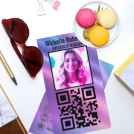 Tarjeta De Visita código qr foto iconos de contacto fondo de moda