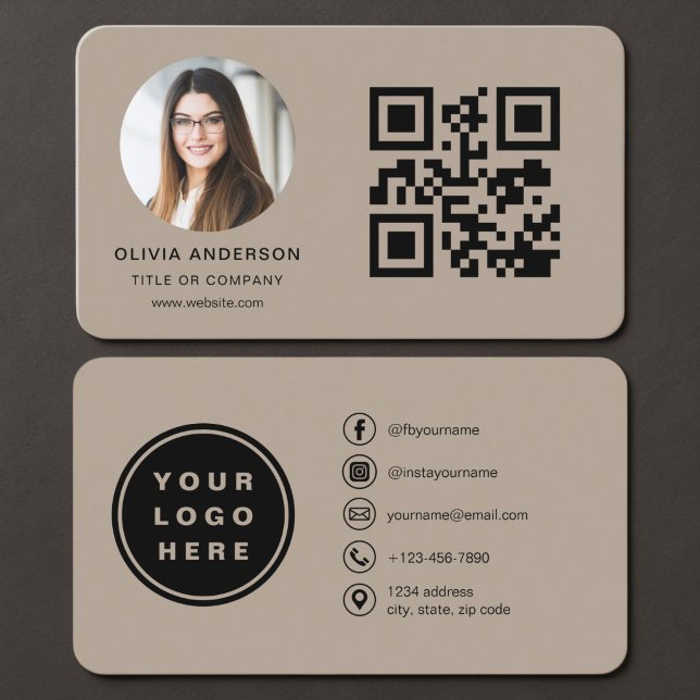Tarjeta De Visita Código QR Foto Marrón (Subido por el creador)