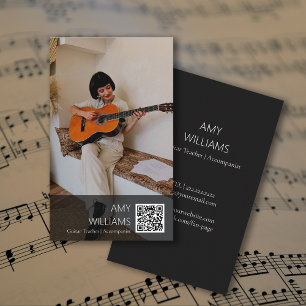 Tarjeta De Visita Código QR Foto Profesor de Música Cantante Composi