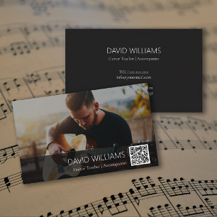 Tarjeta De Visita Código QR Foto Profesor de Música Cantante Composi