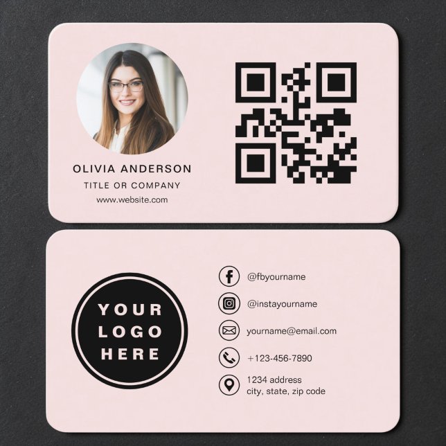 Tarjeta De Visita Código QR Foto Rosa Rubor (Subido por el creador)