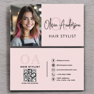 Tarjeta De Visita Código QR Fotografía Estilista por cabello Tipogra