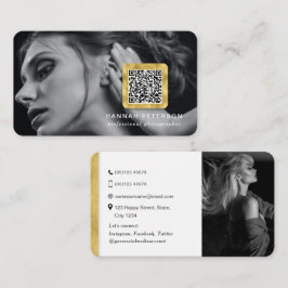 Tarjeta De Visita Código QR fotografía moderna de diseño de oro