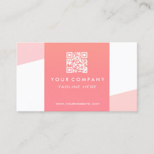 Tarjeta De Visita Código QR geométrico coral simple profesional