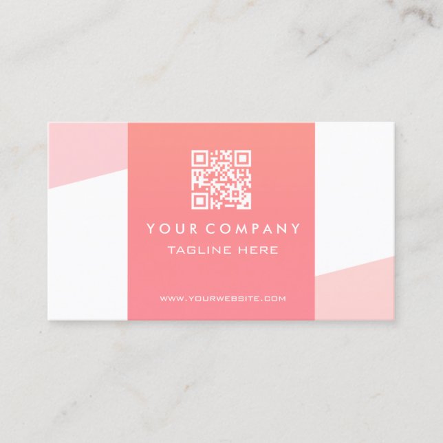 Tarjeta De Visita Código QR geométrico coral simple profesional (Anverso)