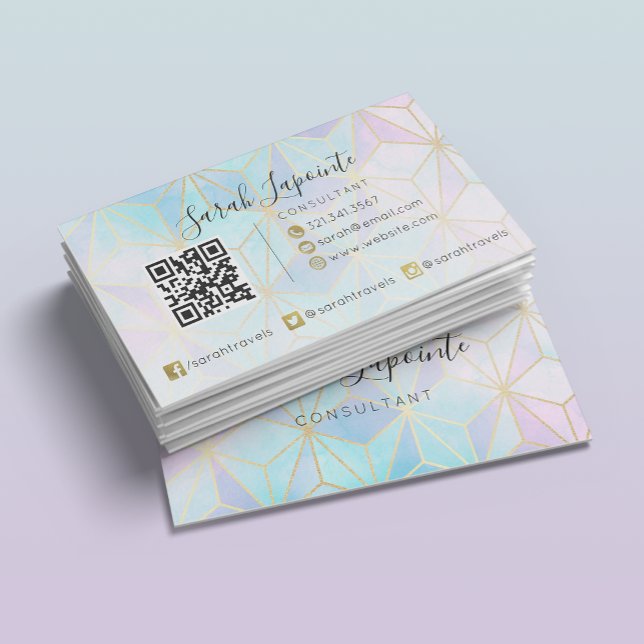 Tarjeta De Visita Código QR geométrico e irlandés de moda para pasta (Subido por el creador)