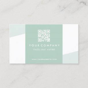 Tarjeta De Visita Código QR geométrico simple verde mar