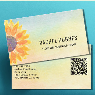 Tarjeta De Visita Código QR Girasol Amarillo