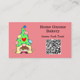 Tarjeta De Visita Código QR Gnome Hometown Bakerley Pink