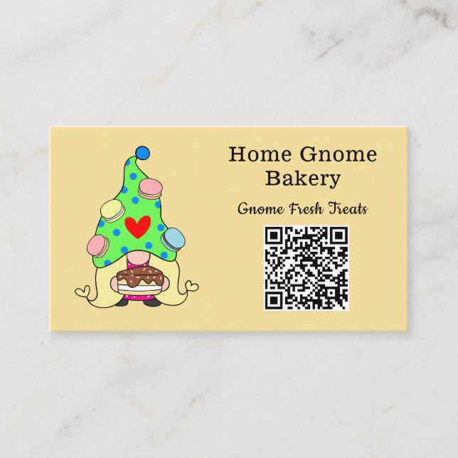 Tarjeta De Visita Código QR Gnome Hometown Bakerloo amarillo claro (Anverso)