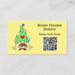 Tarjeta De Visita Código QR Gnome Hometown Bakery Lemon Yellow