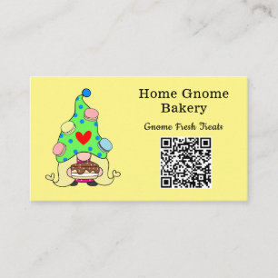 Tarjeta De Visita Código QR Gnome Hometown Bakery Lemon Yellow