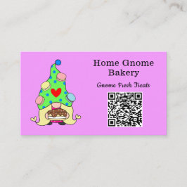 Tarjeta De Visita Código QR Gnome Hometown Bakery Light Purple
