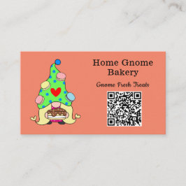 Tarjeta De Visita Código QR Gnome Hometown Bakery Salmon Color