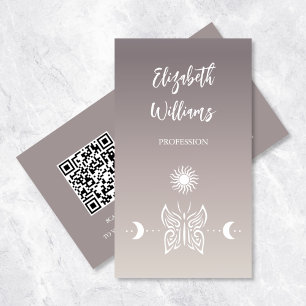 Tarjeta De Visita Código QR   Gradiente de Tan Beige de la luna de m