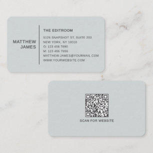 Tarjeta De Visita Código QR gris minimalista moderno simple