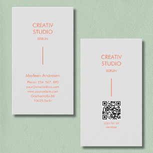 Tarjeta De Visita Código QR gris naranja minimalista moderno