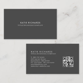 Tarjeta De Visita Código QR gris oscuro minimalista