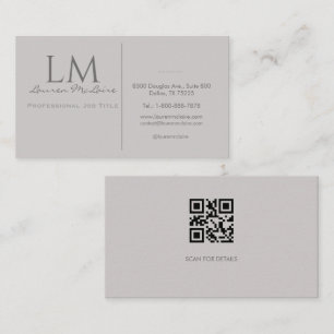 Tarjeta De Visita Código QR gris taupe moderno para branding empresa