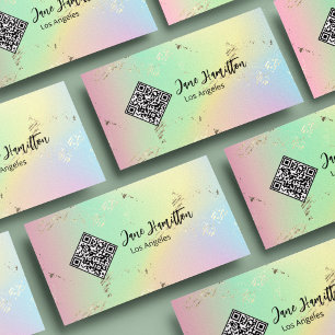 Tarjeta De Visita Código QR Holográfico Abstracto
