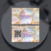 Código qr holográfico de agate de oro beige