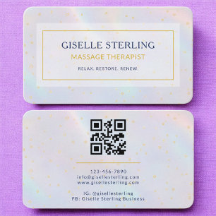 Tarjeta De Visita Código QR holográfico de terapeuta de masaje