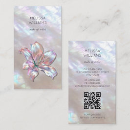 Tarjeta De Visita Código Qr holográfico iridiscente de lirio