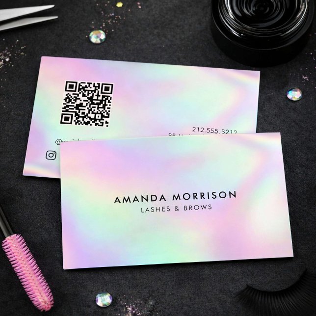 Tarjeta De Visita Código QR Holográfico Lash Tech (Subido por el creador)