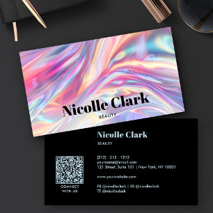 Tarjeta De Visita Código QR holográfico moderno irlandés