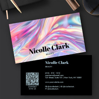 Tarjeta De Visita Código QR holográfico moderno irlandés