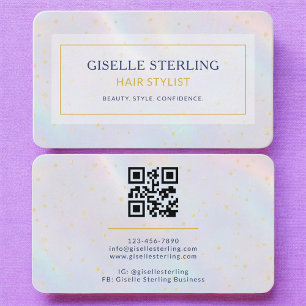 Tarjeta De Visita Código QR holográfico para estilistas de cabello