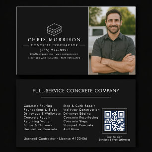 Tarjeta De Visita Código QR Hormigón Cemento Foto Construcción