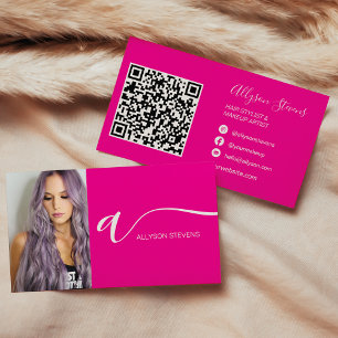 Tarjeta De Visita Código qr inicial de la foto de maquillaje del cab