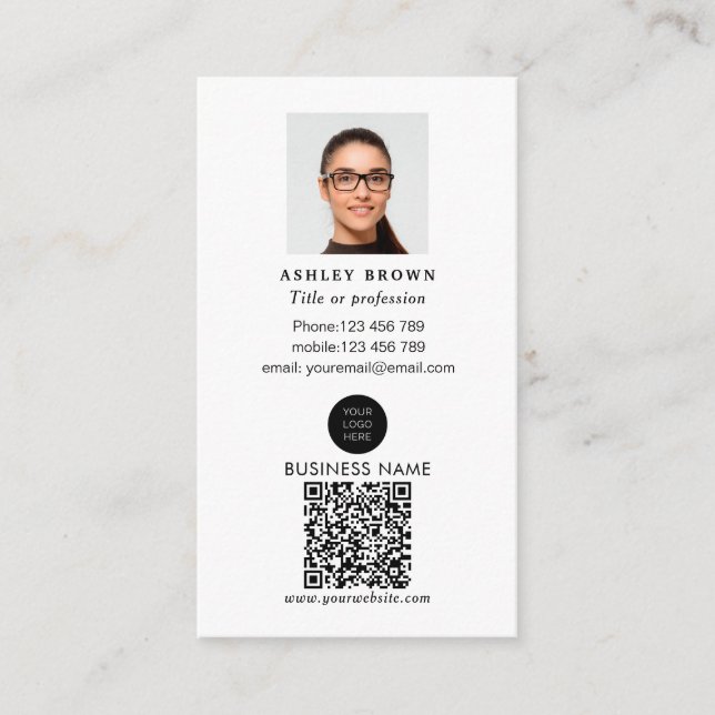 Tarjeta De Visita Código QR inmobiliario foto profesional simple (Anverso)
