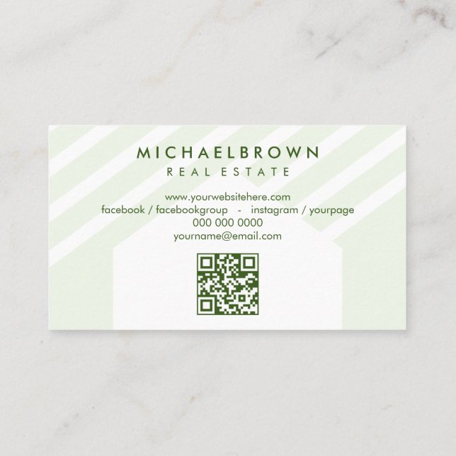 Tarjeta De Visita Código Qr inmobiliario House Roof (Reverso)