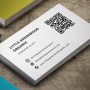 Tarjeta De Visita Código QR Instagram blanco mínimo moderno simple