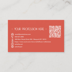 Tarjeta De Visita Código QR Instagram rojo simple moderno mínimo