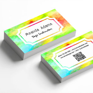 Tarjeta De Visita Código QR Instructor de Yoga con Estilo Acuarela M