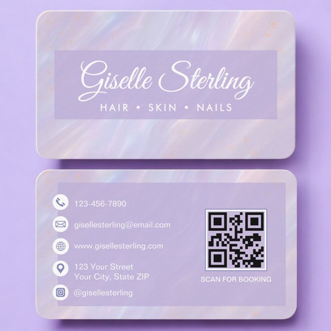 Tarjeta De Visita Código QR Iridescente Morado Profesional (Subido por el creador)