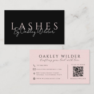 Tarjeta De Visita Código QR Lash Artist Rosa Claro Negro