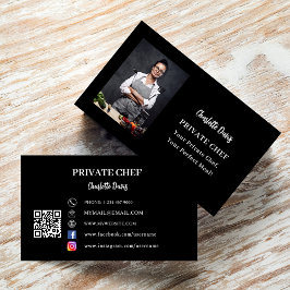 Tarjeta De Visita Código QR: lema de foto en blanco negro del chef p