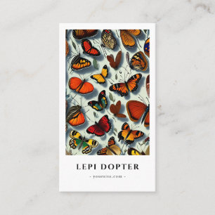 Tarjeta De Visita Código Qr Lepidoptero de Mariposas Vintage