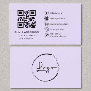 Tarjeta De Visita Código QR Lilac Purple Profesional Moderno