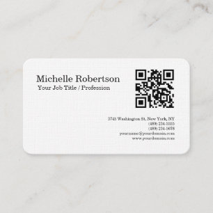 Tarjeta De Visita Código QR Linea escaneable Blanco negro Minimalist