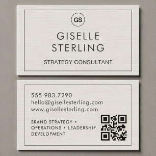 Tarjeta De Visita Código QR Lino Monograma Moderno