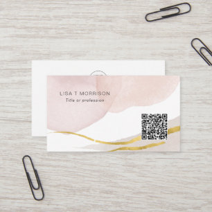 Tarjeta De Visita Código QR Logo abstracto de acuarela de moda