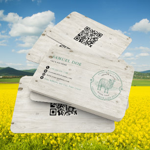 Tarjeta De Visita Código QR LOGO de granja de ovejas cordero rústico