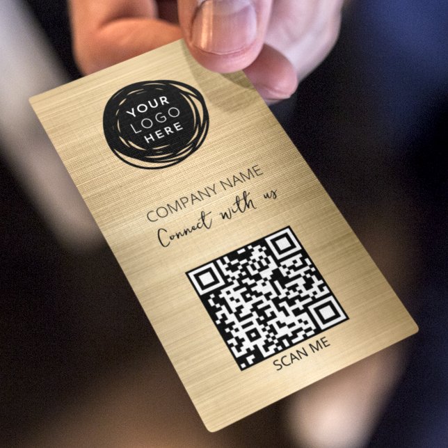 Tarjeta De Visita Código QR Logo Empresarial Dorado (Subido por el creador)
