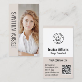 Tarjeta De Visita Código QR Logo Empresarial Moderno Profesional Bei