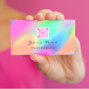 Tarjeta De Visita Código QR Logo Maquillaje uñas de artistas de pe